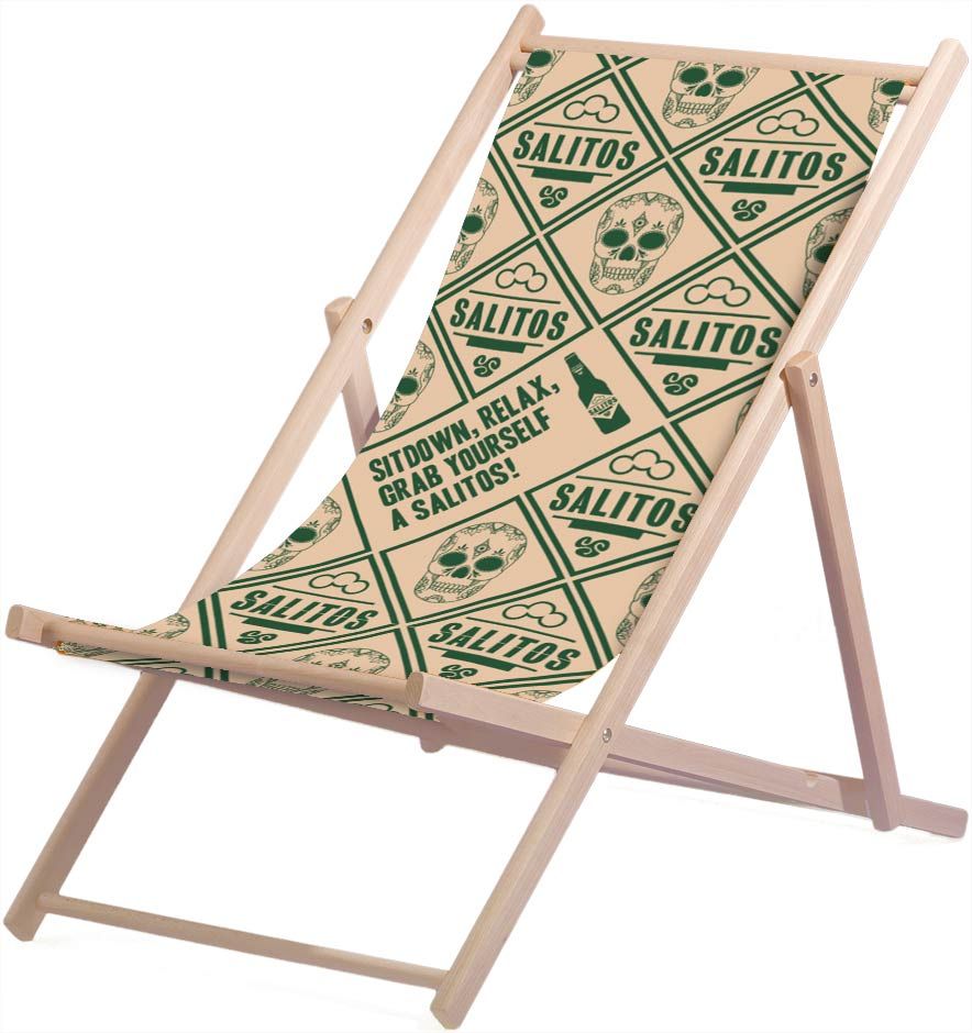1 sedia a sdraio Salitos in legno con rivestimento in poliestere, max 95 kg, beige, nuova