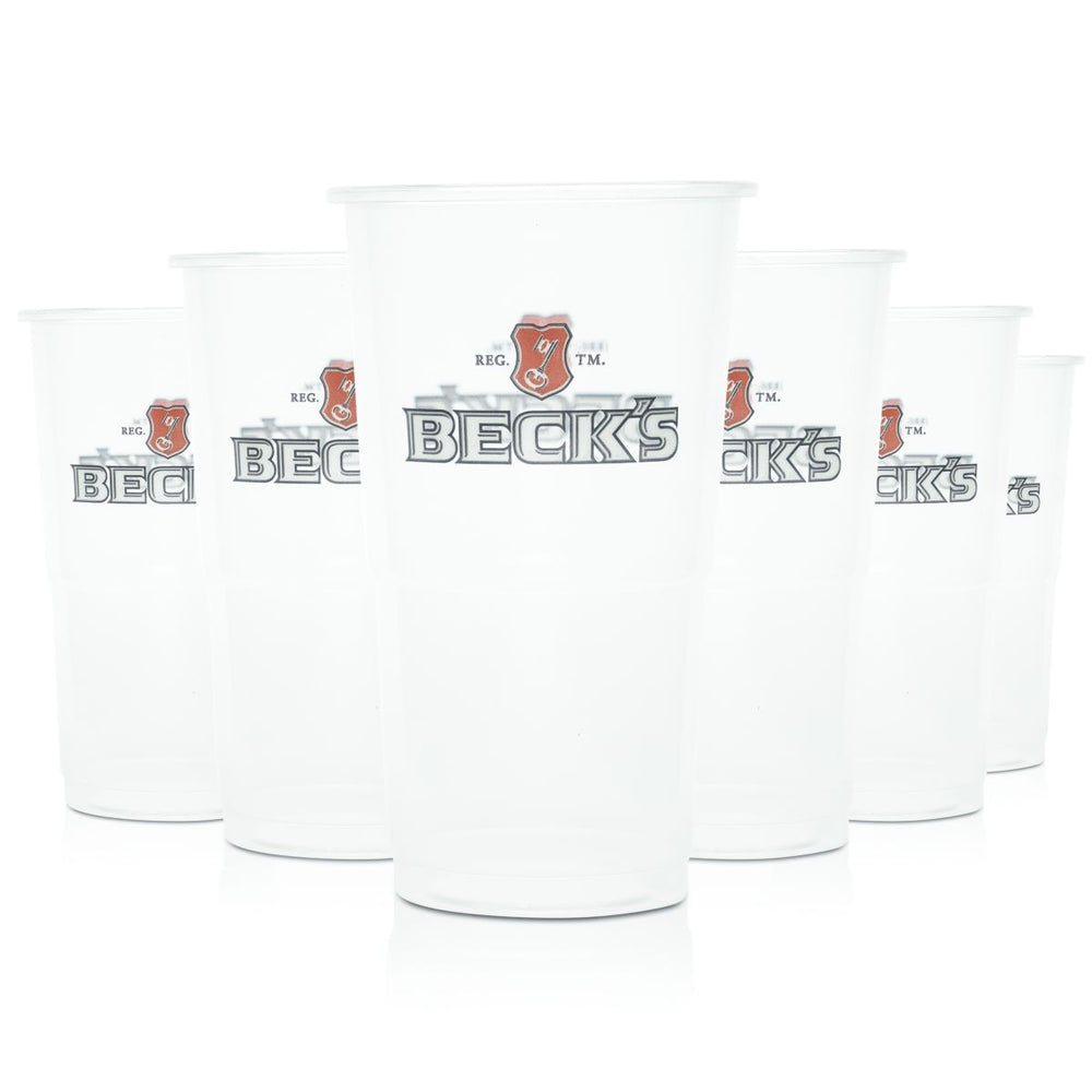 100 bicchieri monouso Becks in vetro da 0,3 l, bicchieri di plastica, bicchieri da birra, per feste e festival, da bar