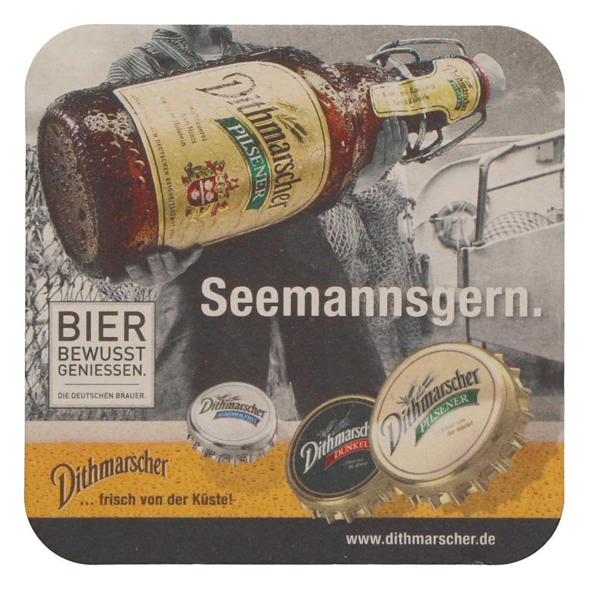 100 sottobicchieri da birra Dithmarscher con motivi marinai e gioco "Affonda la flotta" – Vista 3