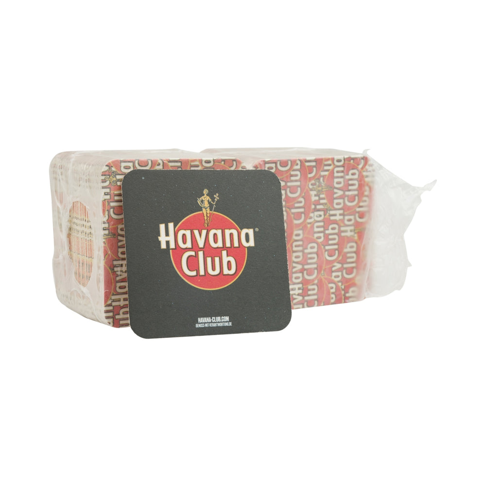 100x Havana Club Rum Sottobicchiere Sottobicchiere nero 9x9cm rosso Tappetino per bicchiere in feltro