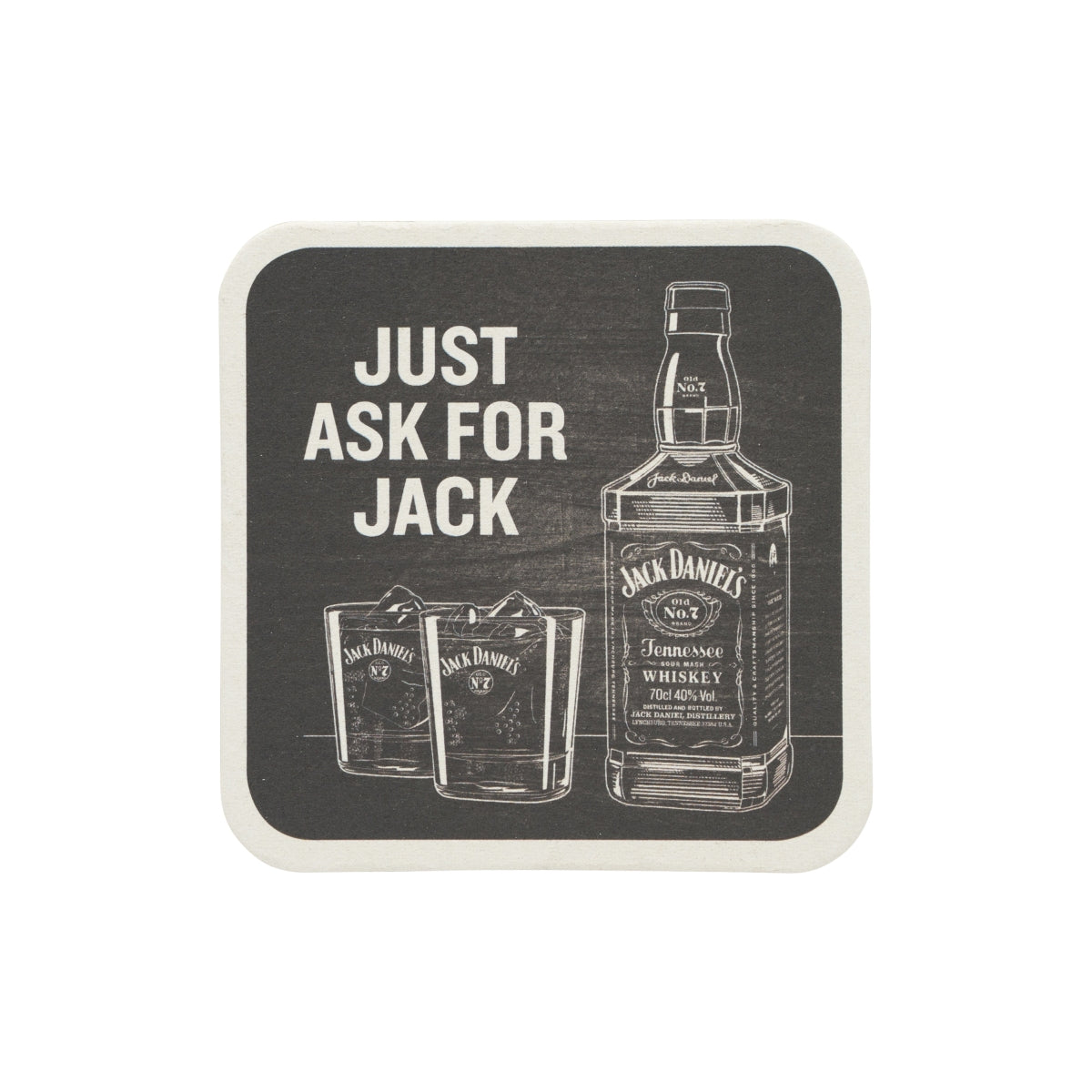 100 sottobicchieri Jack Daniels Whiskey Just Ask For Jack in feltro