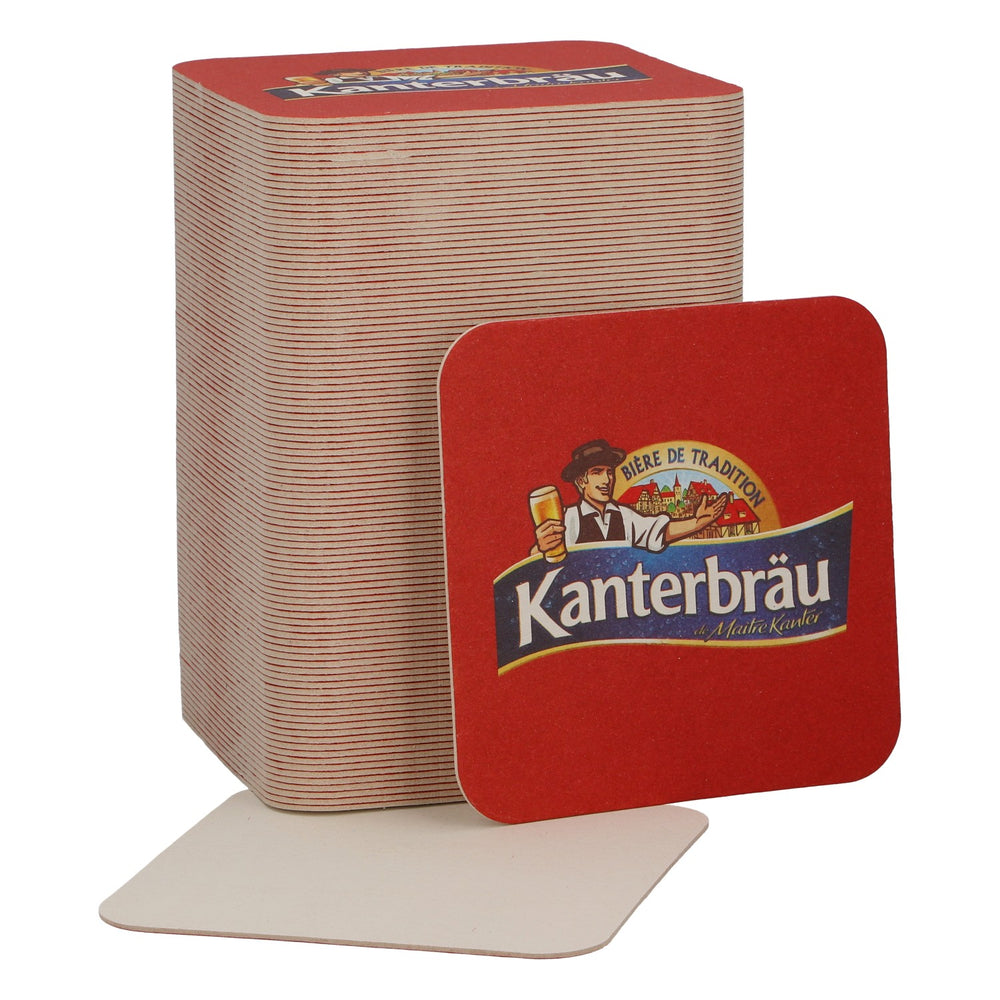 100 sottobicchieri da birra Kanterbräu “Biere de Tradition” con logo rosso