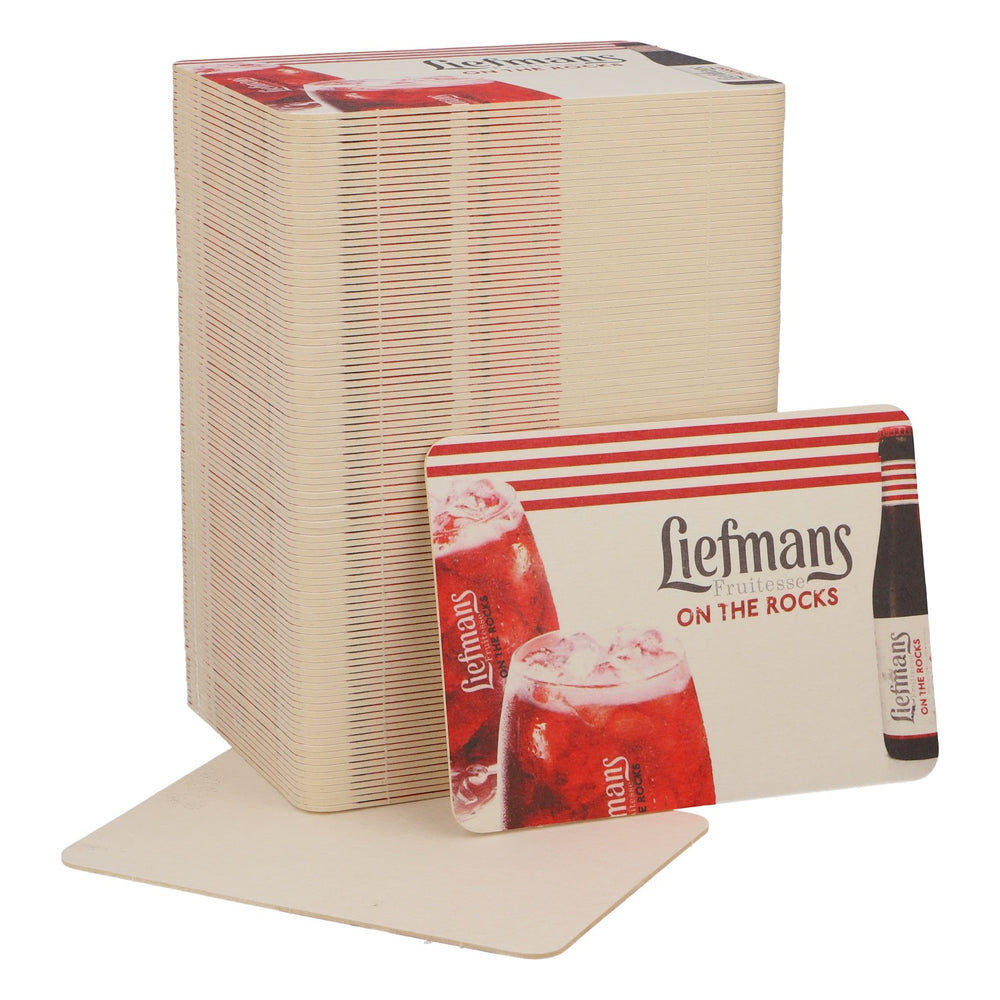 100 sottobicchieri Liefmans Sottobicchieri Sottobicchieri in vetro Accessori da bar 11x8 cm Rosso/bianco