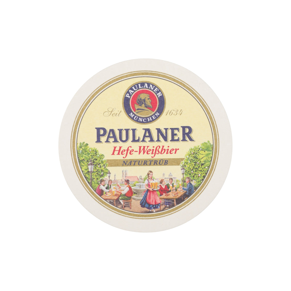 100 sottobicchieri Paulaner da 10 cm in vetro per birra bianca con lievito