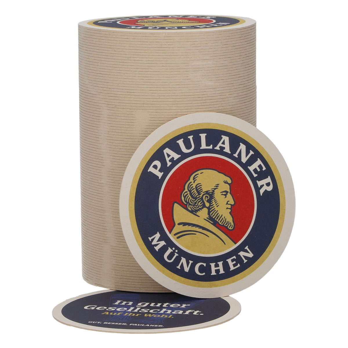 100 sottobicchieri Paulaner Paulaner Monaco. In buona compagnia. Buono, migliore, Paulaner. Tocchi di blu