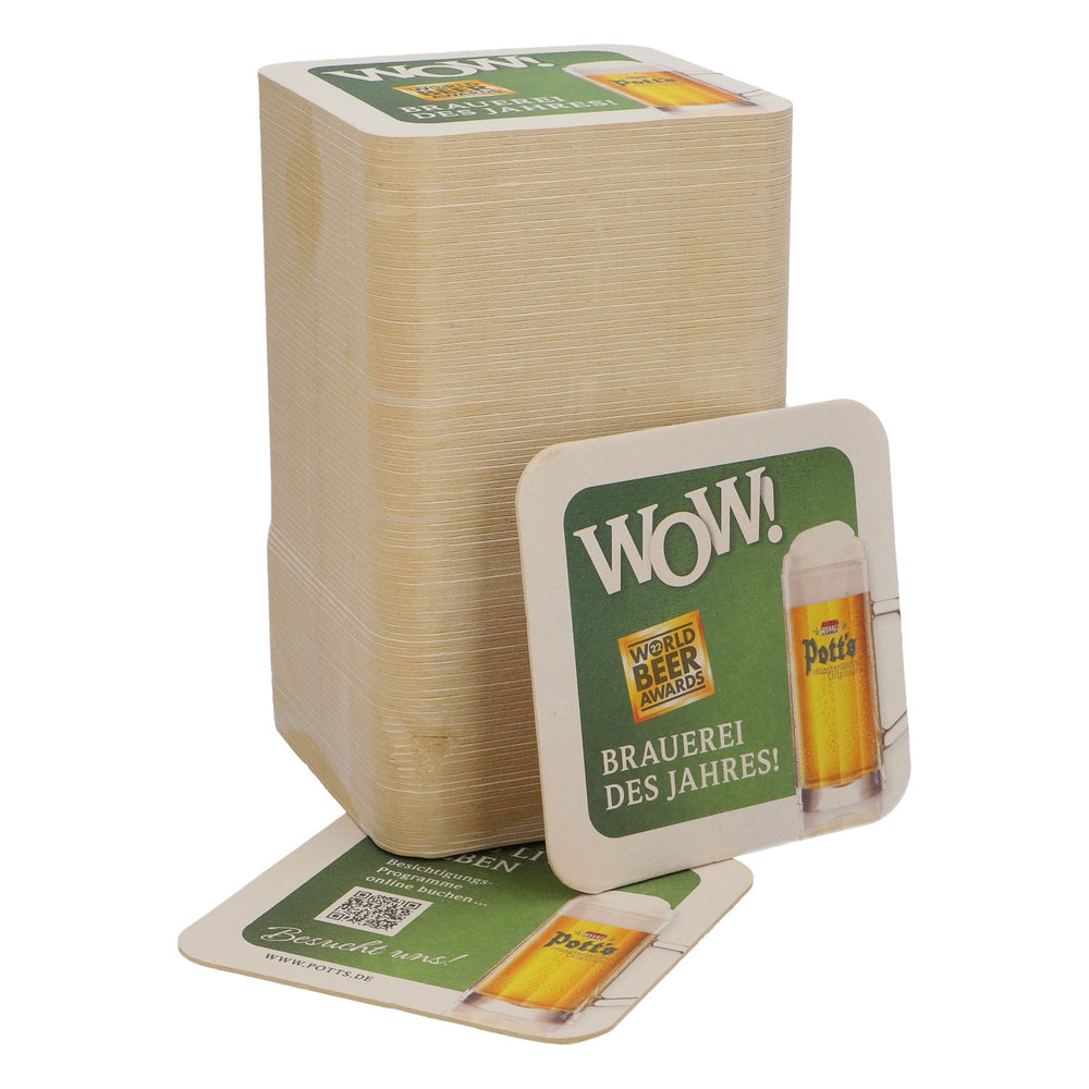 100x sottobicchieri da birra Potts Sottobicchieri in cartone Sottobicchieri in vetro 9x9 cm verde