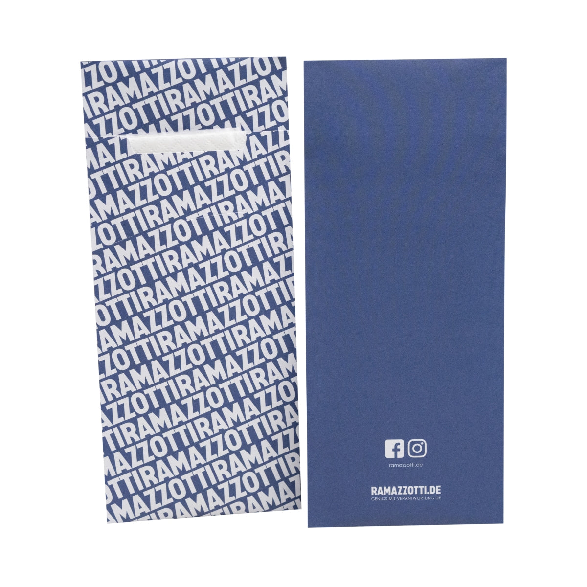 100x Ramazotti Liquore Sacchetto per posate Blu Bianco Rettangolare – Vista 3