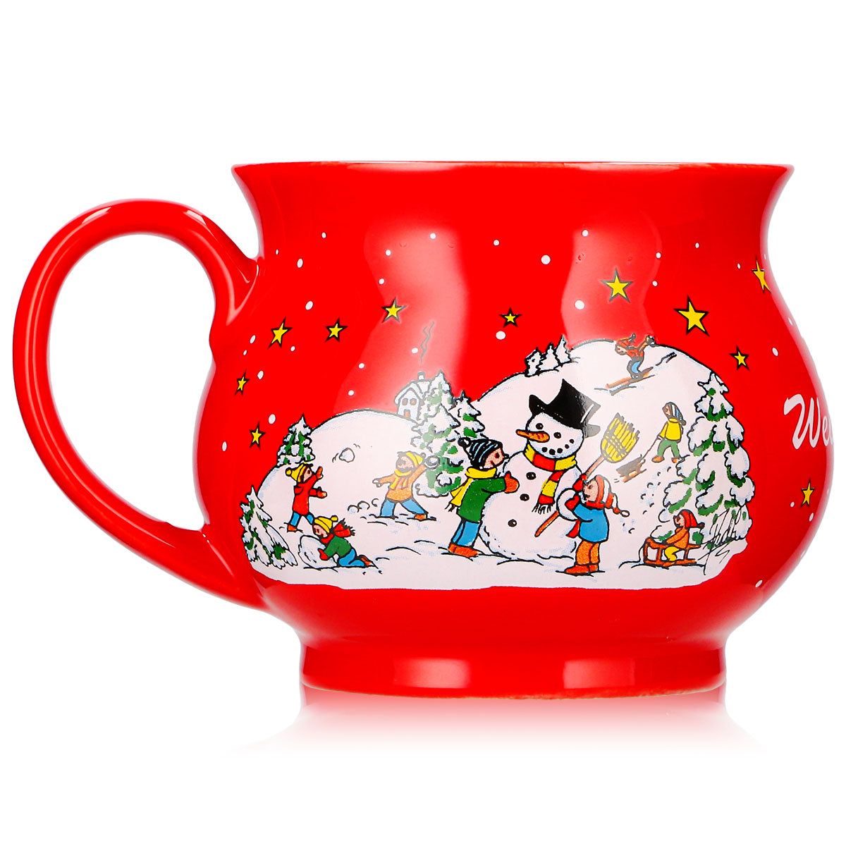 4 tazze da vin brulé Mohaba, a forma di palla, "Buon Natale", invernali, rosso fuoco, 0,2 l, graduate – Vista 4
