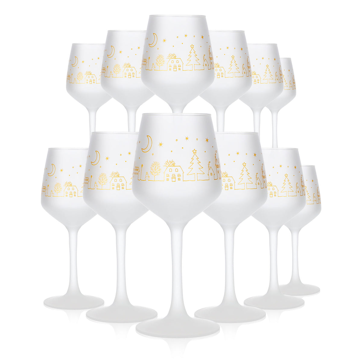 12 tazze da vin brulé Mohaba Lineal 31 in vetro satinato, forma a tulipano, 0,2 l, graduate