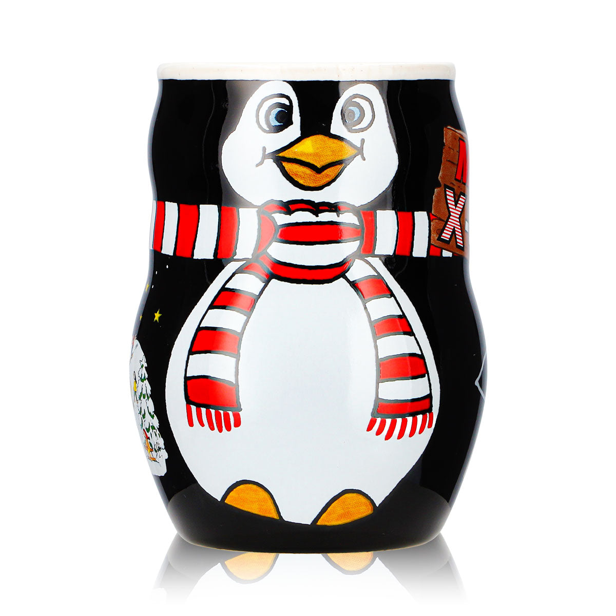2 tazze da vin brulé Mohaba con motivo a pinguino in rilievo "Merry X-mas", nero/bianco, 0,2 l, graduate – Vista 2