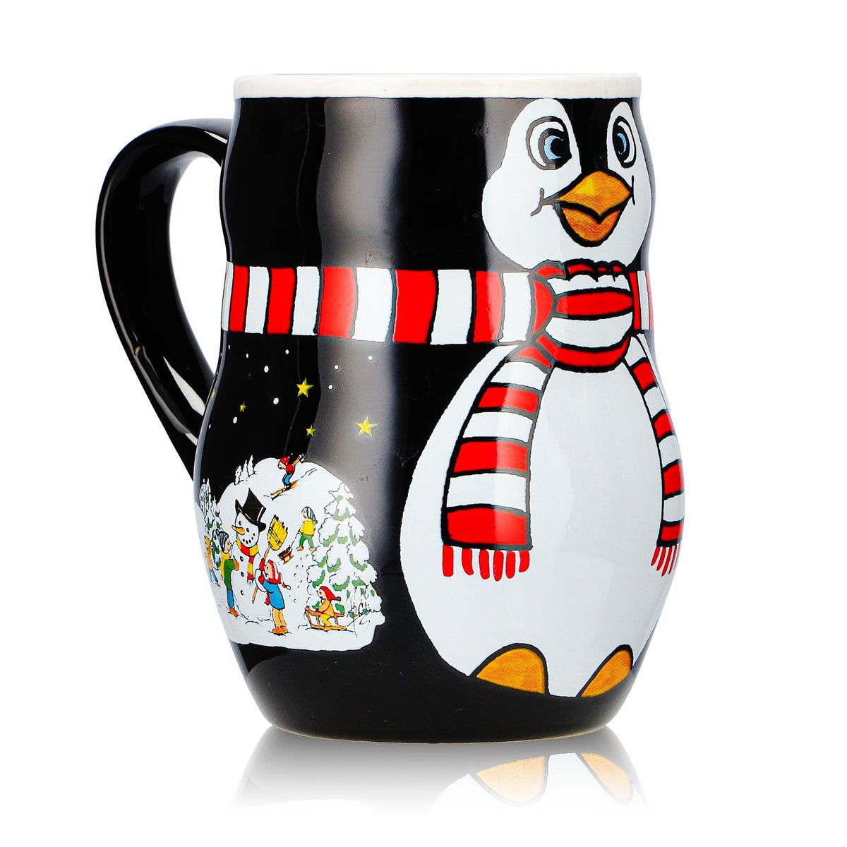 6 tazze da vin brulé Mohaba con motivo a pinguino in rilievo "Merry X-mas", nero/bianco, 0,2 l, graduate – Vista 3