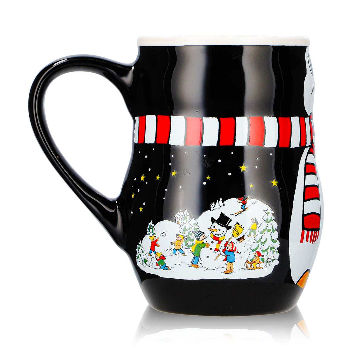 2 tazze da vin brulé Mohaba con motivo a pinguino in rilievo "Merry X-mas", nero/bianco, 0,2 l, graduate – Vista 4