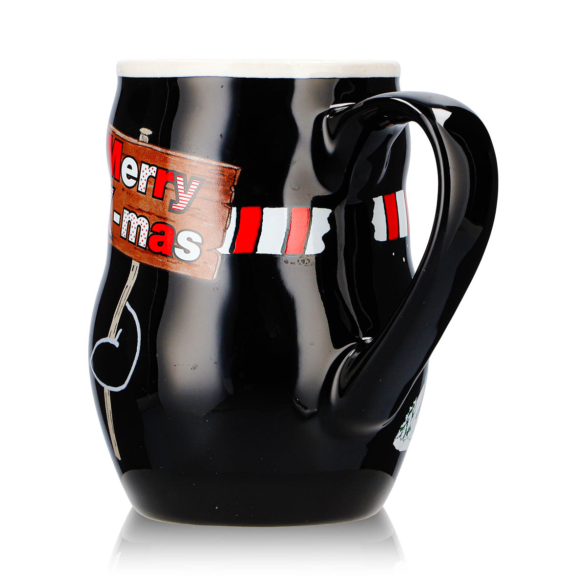 2 tazze da vin brulé Mohaba con motivo a pinguino in rilievo "Merry X-mas", nero/bianco, 0,2 l, graduate – Vista 5