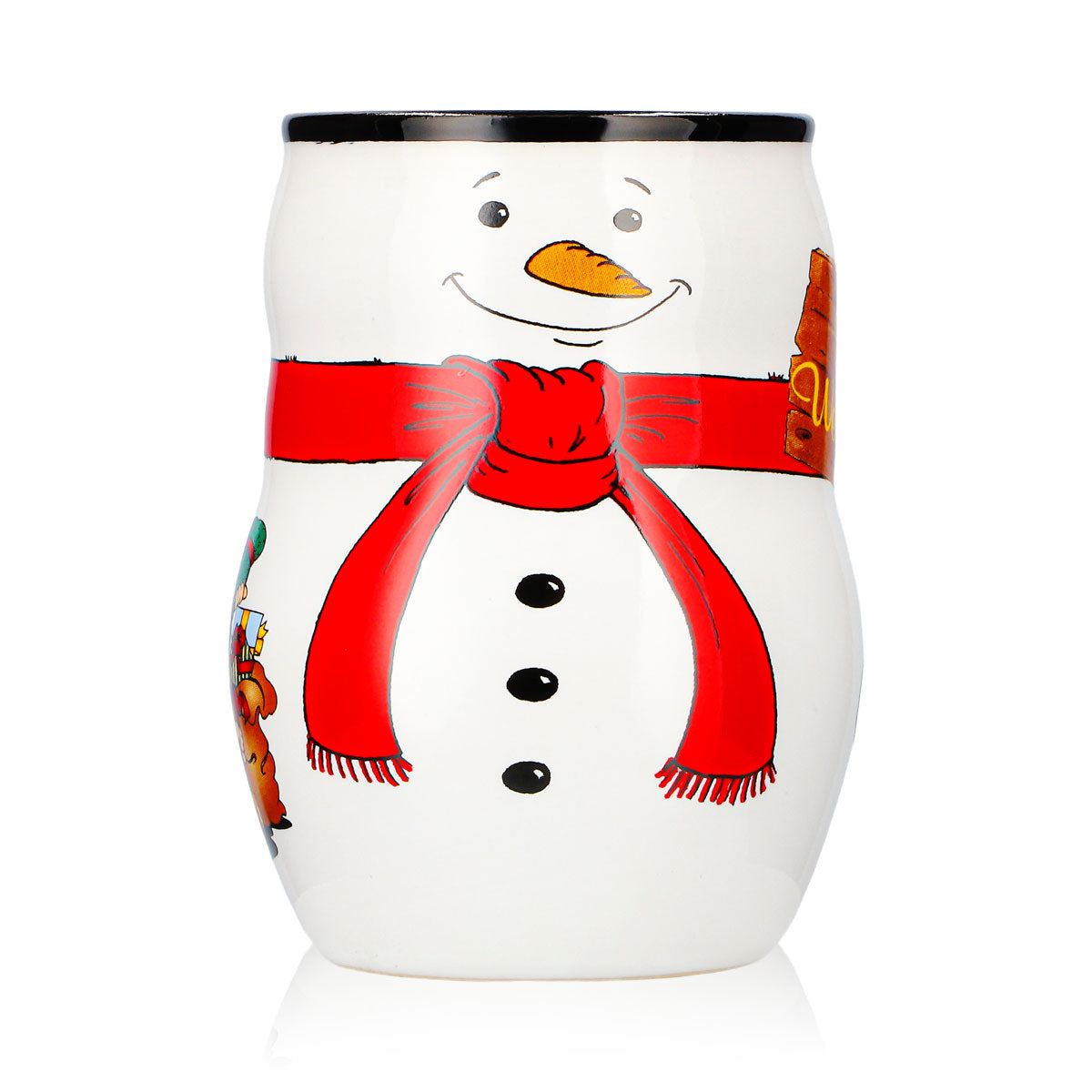 6 tazze da vin brulé Mohaba con motivo a pupazzo di neve in rilievo, "Buon Natale", bianco/nero, 0,2 l, graduate – Vista 2