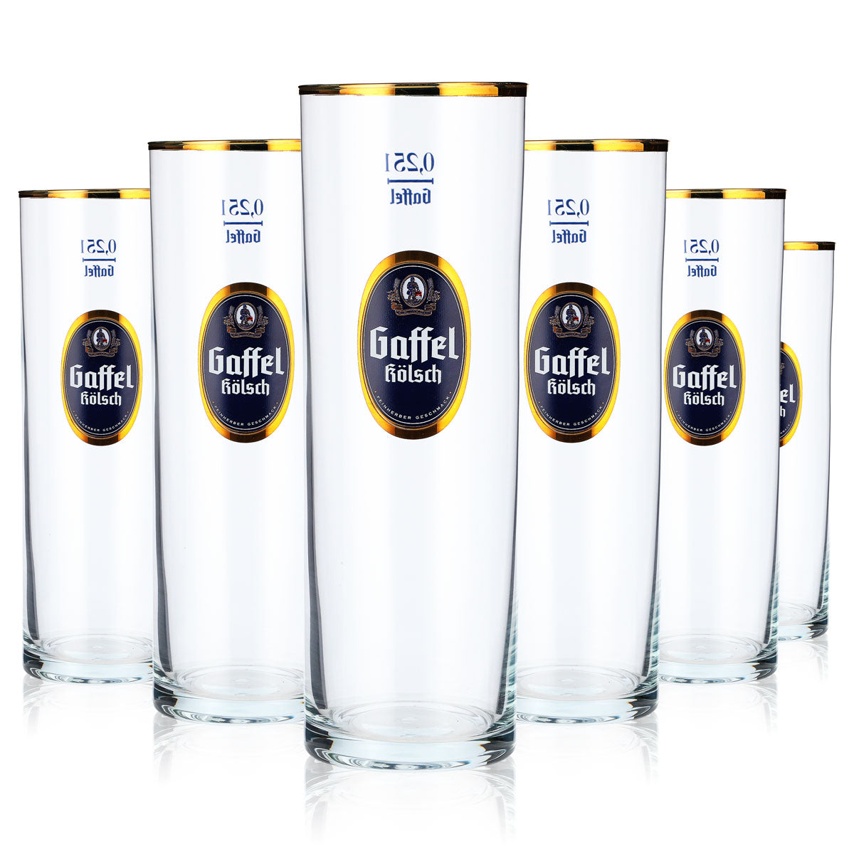 12 bicchieri da birra Gaffel Bicchieri da birra Bicchieri da Kölsch 0,25 l Bicchieri da Kölsch con bordo dorato – Vista 2