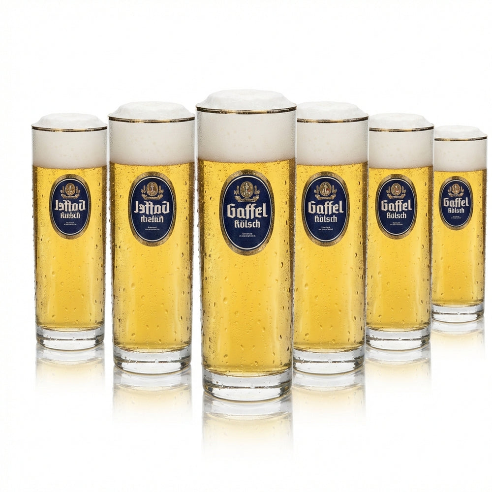 12 bicchieri da birra Gaffel Kölsch 0,2 l con bordo dorato Rastal