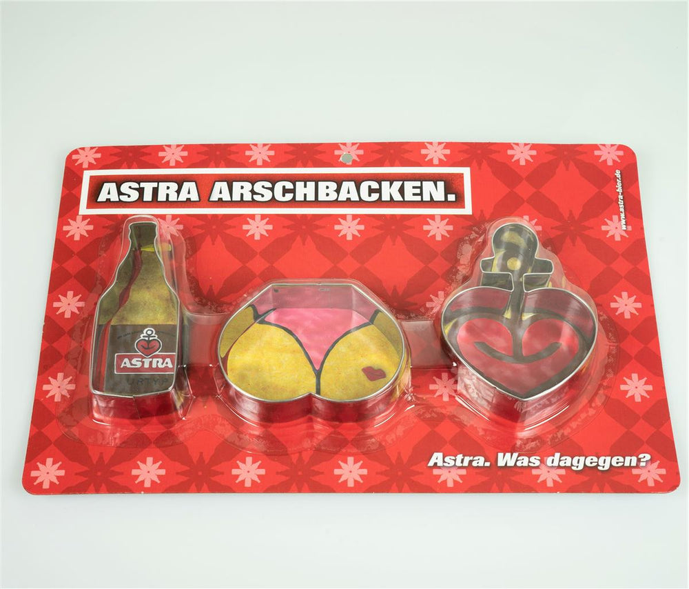 1x Set di 3 stampini per biscotti Astra Bier Arschbacken