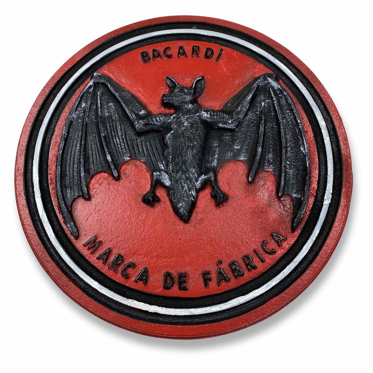 1x Bacardi Rum Schild Gusseisen rosso nero 31 x 31
