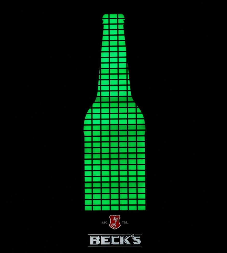 1x insegna luminosa Becks Bier 80x20 con bottiglie Equilizer