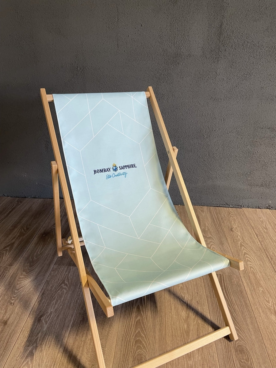 1x Sedia a sdraio Bombay Gin Legno Blu stampa colorata