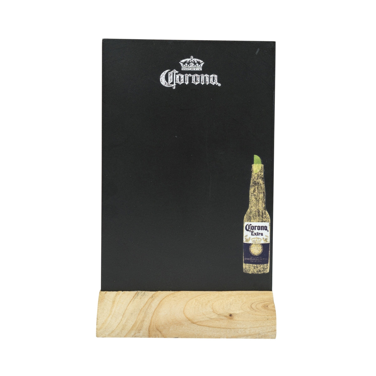1x Espositore da tavolo per birra Corona Lavagna piccola con base in legno e ganci in metallo – Vista 2