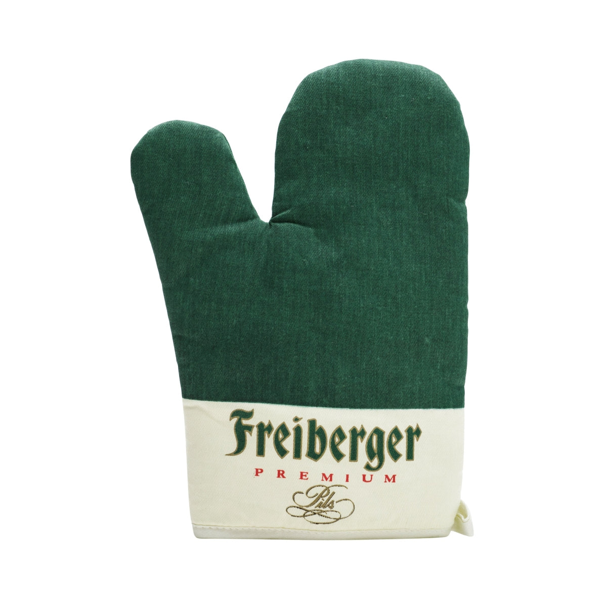 1x guanto da barbecue Freiberger Bier verde