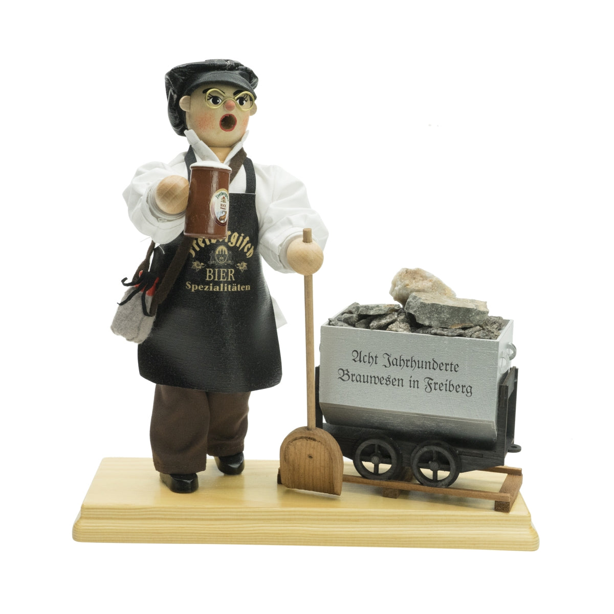1x statuetta in legno con birra Freiberger, mastro birraio Michael 191