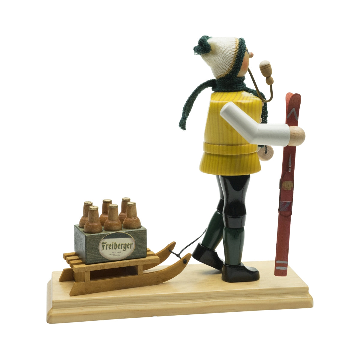 1x statuetta in legno con fumatore di birra Freiberger Skifahrer 190 – Vista 2