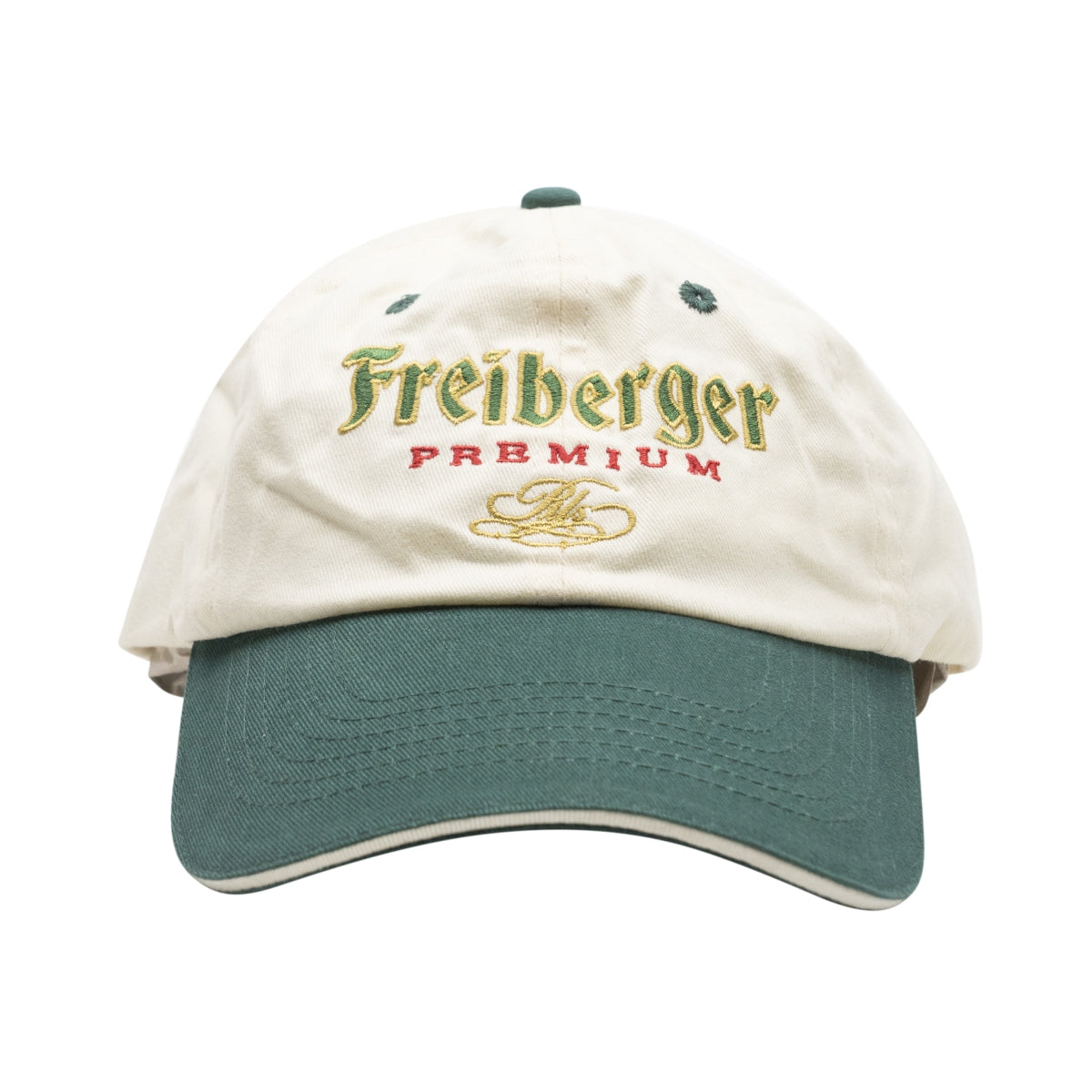 1x Cappellino da baseball Freiberger Bier beige/verde – Vista 2