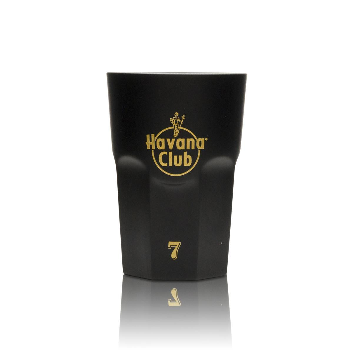 1 bicchiere da long drink Havana Rum nero e oro 7 Anos