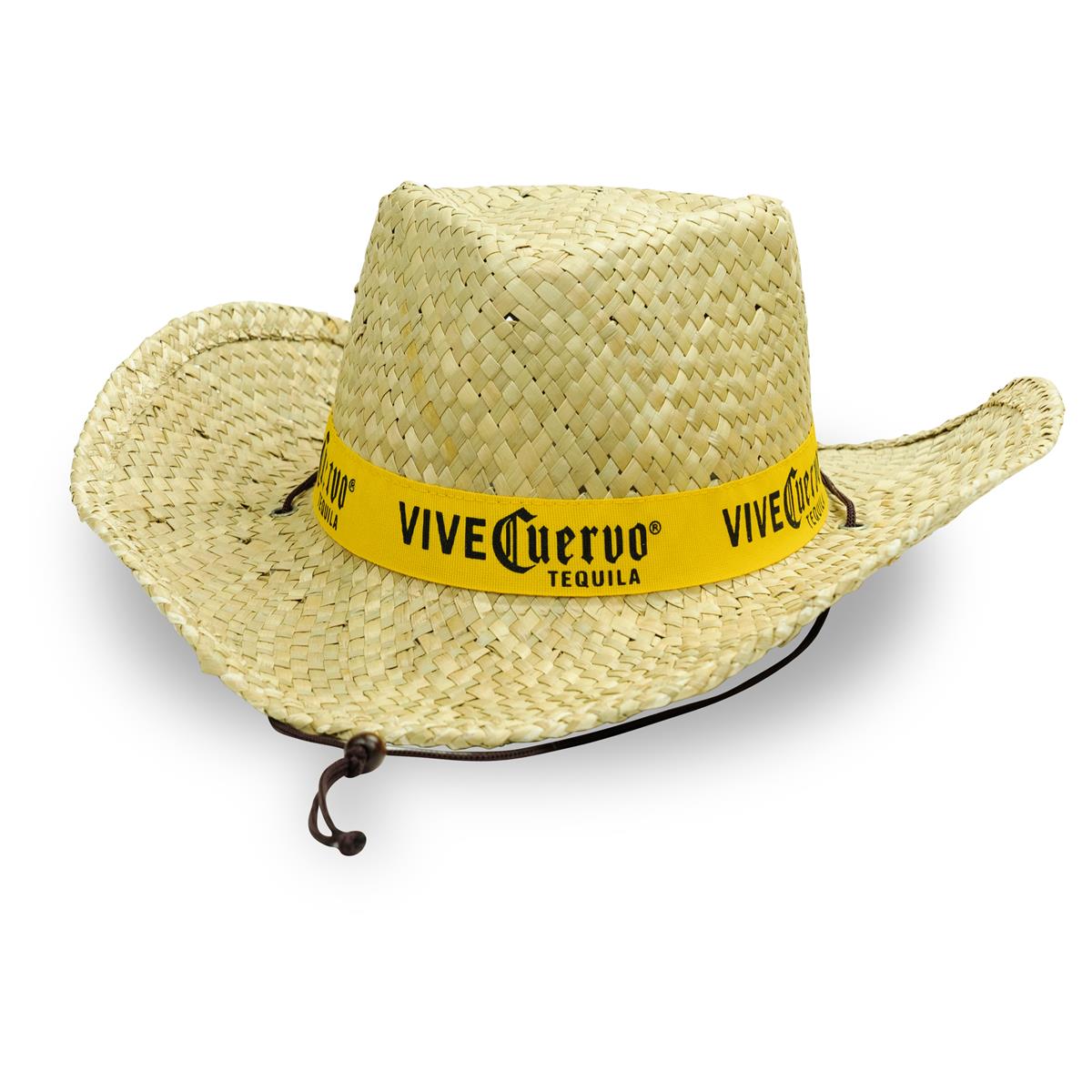 1x Jose Cuervo Tequila Cappello di paglia naturale con nastro giallo e cordino – Vista 2