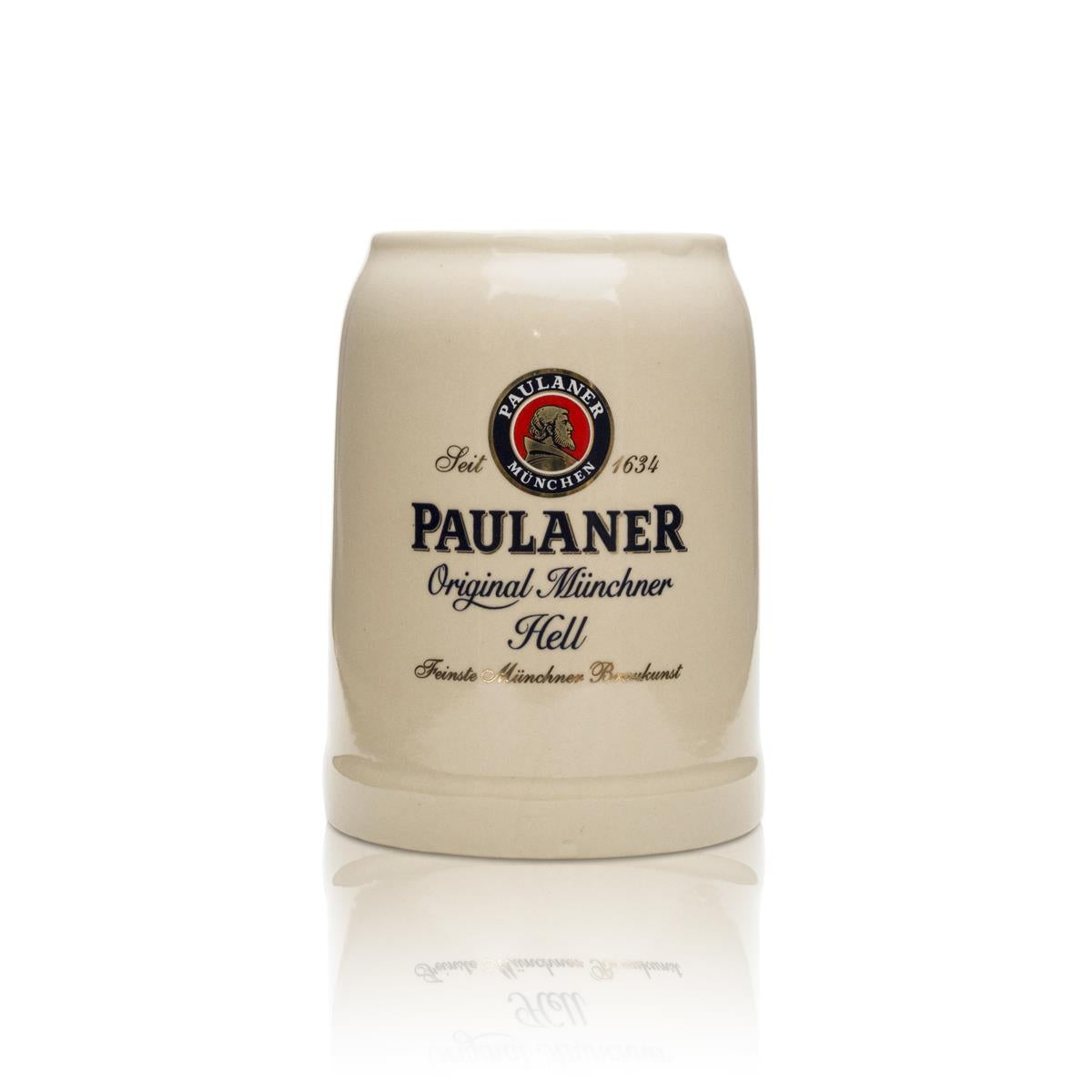 1 boccale da birra Paulaner in ceramica da 0,5 l con moschettone colorato – Vista 2