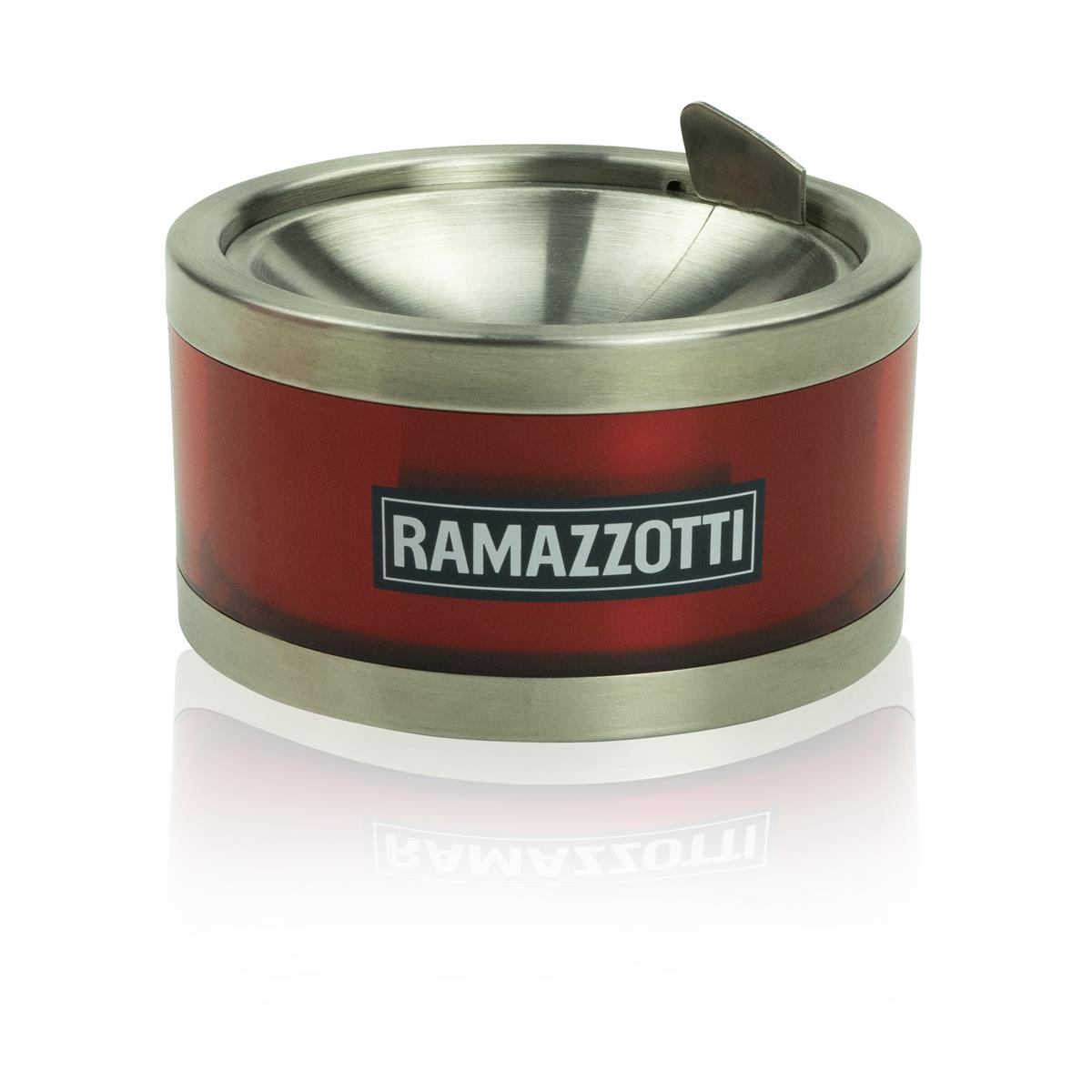 1x posacenere Ramazzotti rosso con coperchio in metallo