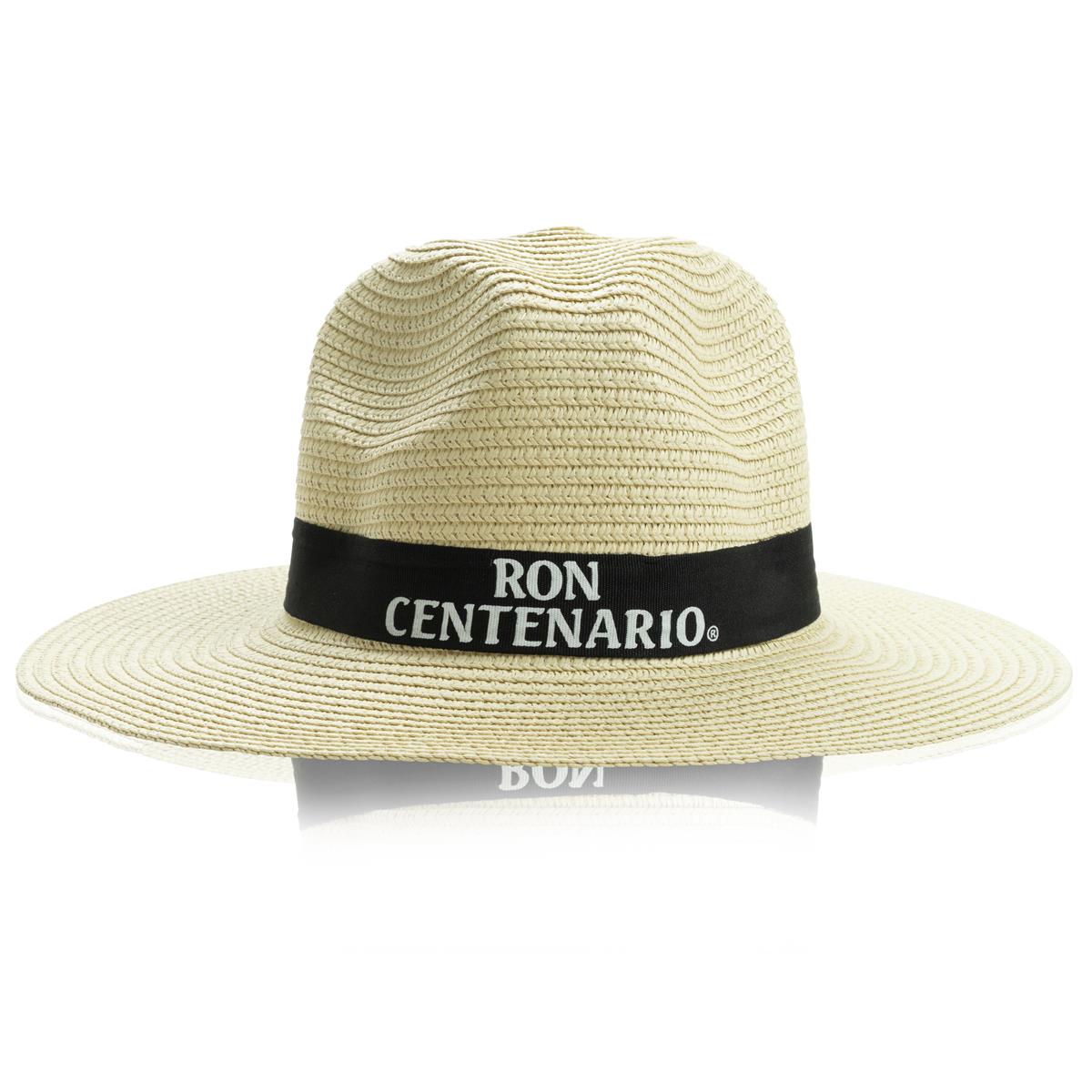 1x Ron Centenario Rum Cappello di paglia naturale con nastro nero