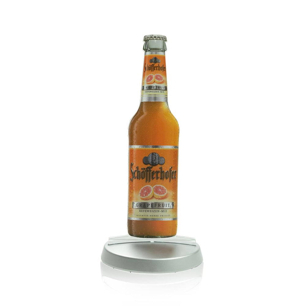 1x espositore da tavolo per birra Schöfferhofer a forma di bottiglia d'uva