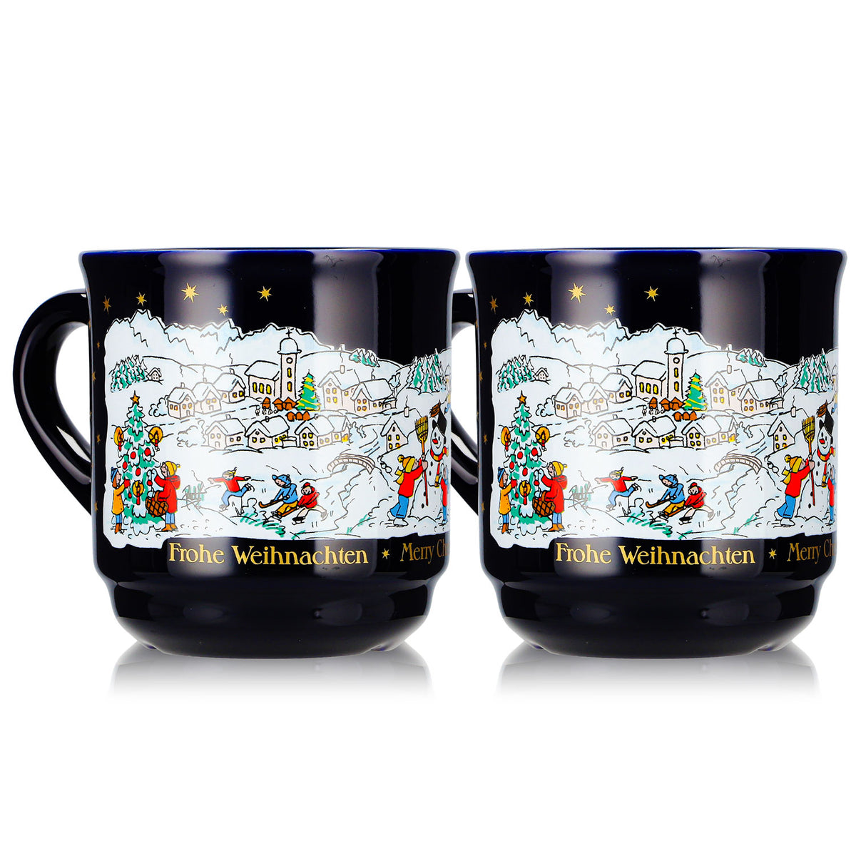 2 tazze da vin brulé Mohaba, modello 8000, "Buon Natale", tema invernale, blu cobalto, 0,2 l, graduate, impilabili