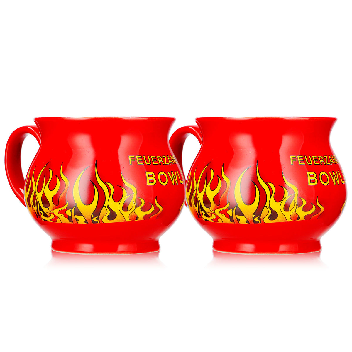 2 tazze da vin brulé Mohaba, tazze sferiche, modello “Feuerzangenbowle”, rosso fuoco, 0,2 l, graduate