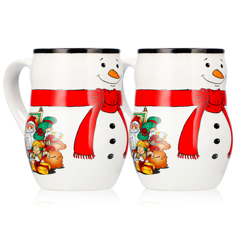 2 tazze da vin brulé Mohaba con motivo a pupazzo di neve in rilievo, "Buon Natale", bianco/nero, 0,2 l, graduate