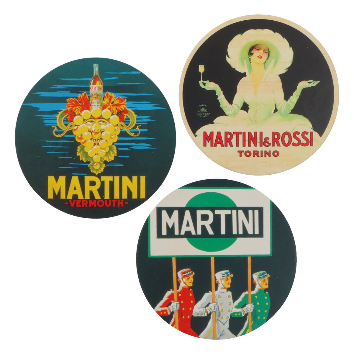 Set di 23 sottobicchieri Martini con 3 motivi vintage e Tonic – Vista 4