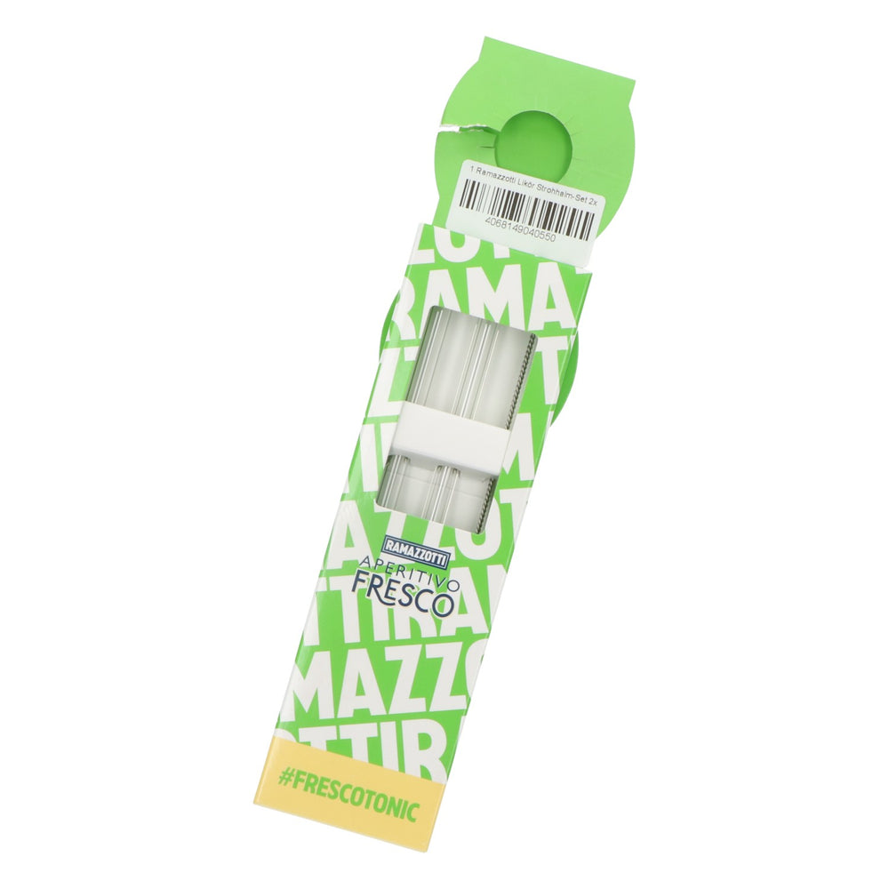 2x Set cannucce Ramazzotti in vetro 1x spazzolino Accessori da bar Cannucce Tubicini Party