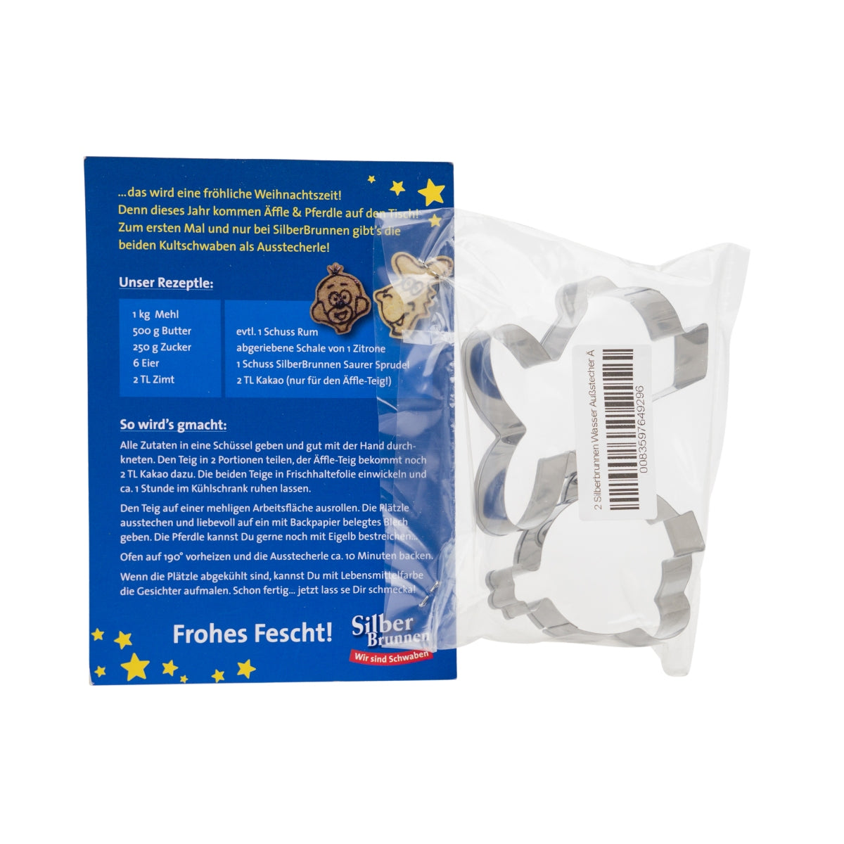 2x stampini per biscotti in argento a forma di fontana con scimmia e cavallino, regalo – Vista 2