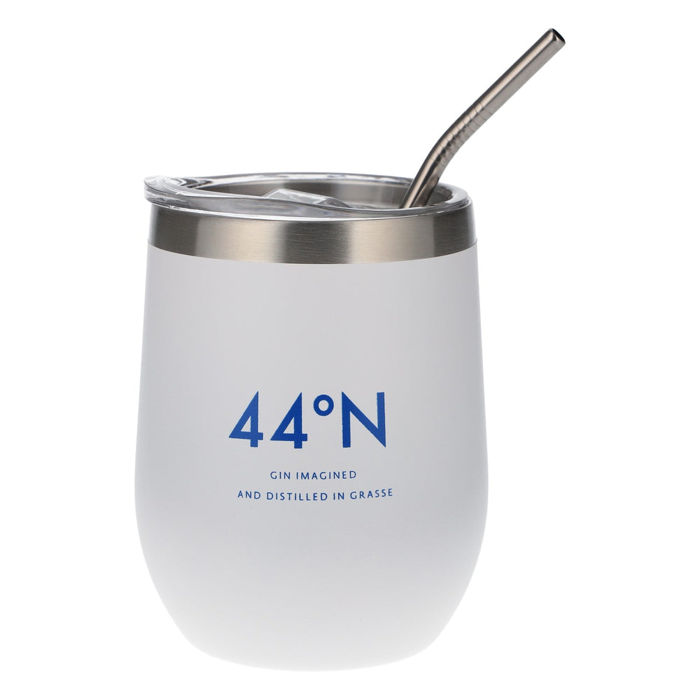 Tazza da gin da asporto 44°N in acciaio inossidabile da 0,4 l con cannuccia, bianca – Nuova ed elegante