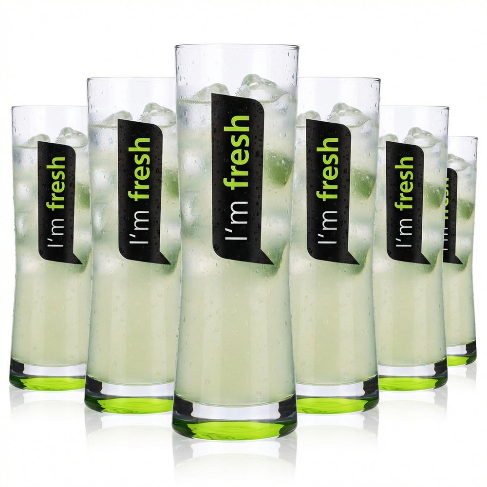 4 bicchieri Rastal in vetro da 0,25 l Bicchiere da long drink di design "I'm Fresh" con fondo verde