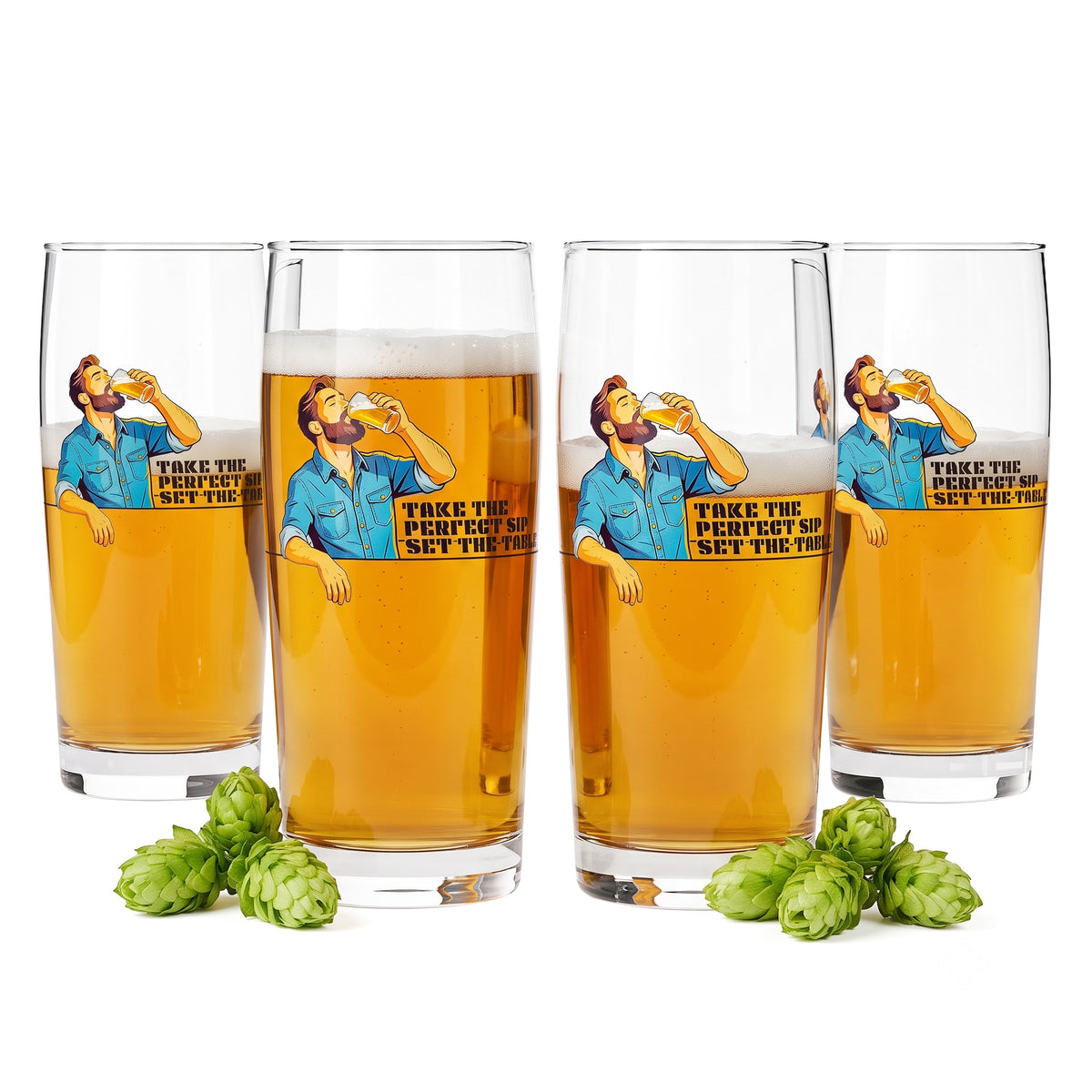 Set di 4 bicchieri da birra Sipply SETTING THE TABLE Take the Perfect SIP 0,5 l