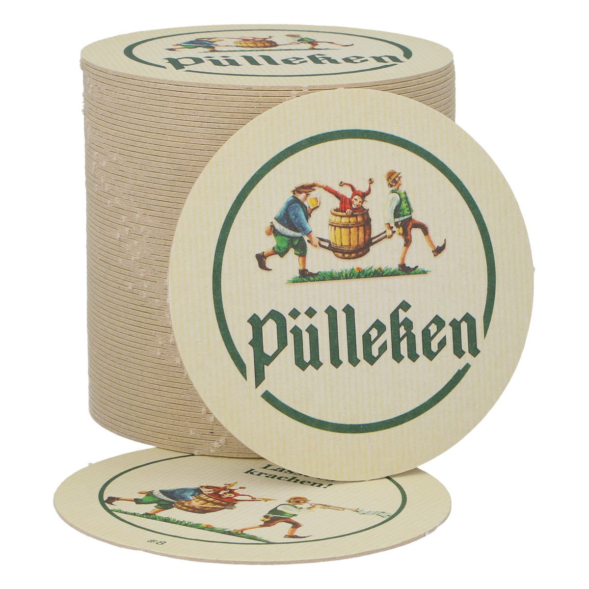 50 sottobicchieri da birra "Pülleken" con la scritta "Lasst es krachen" - Accessori da bar - Confezione originale