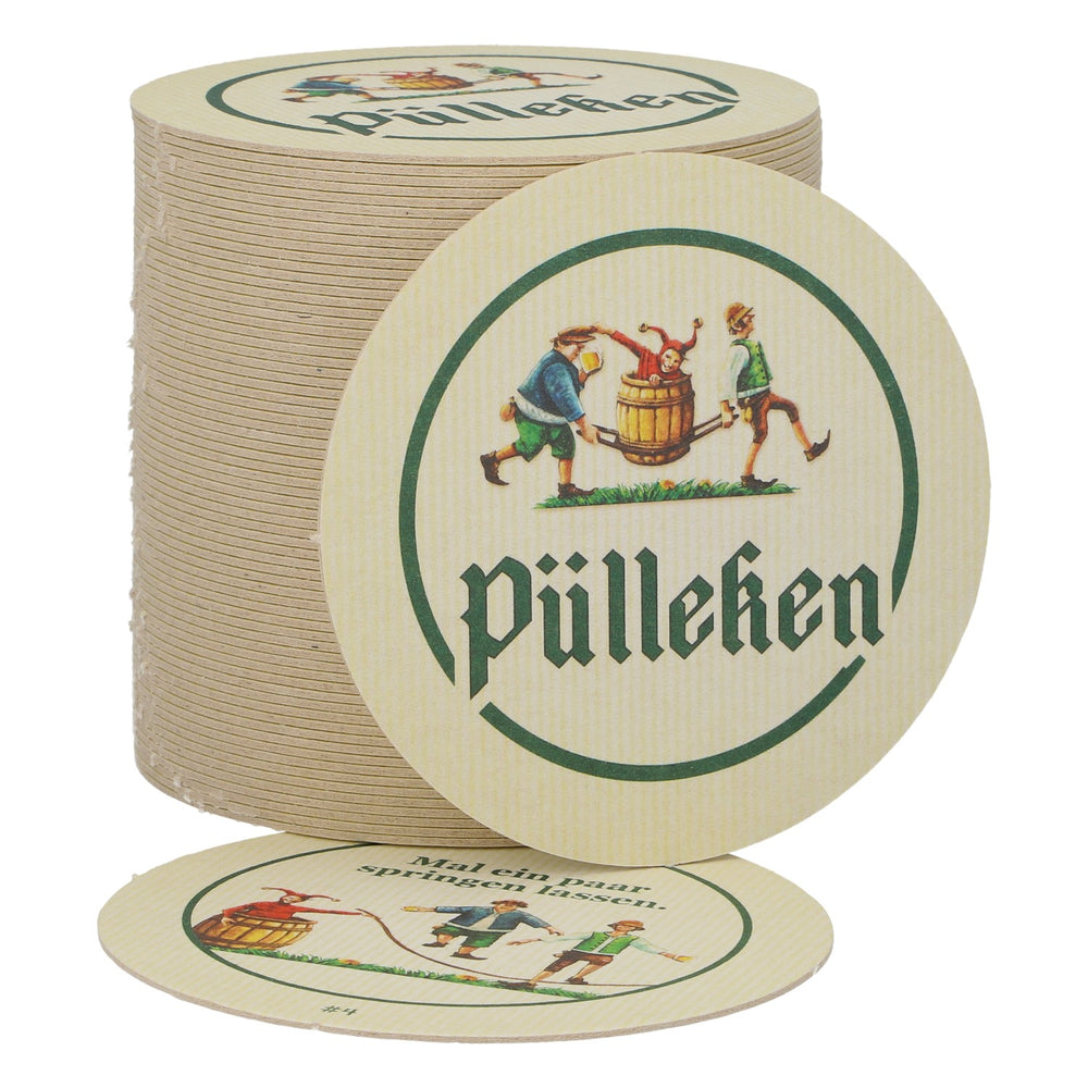 50 sottobicchieri da birra "Pülleken" – "Facciamo saltare un paio di birre!" – sottobicchieri originali