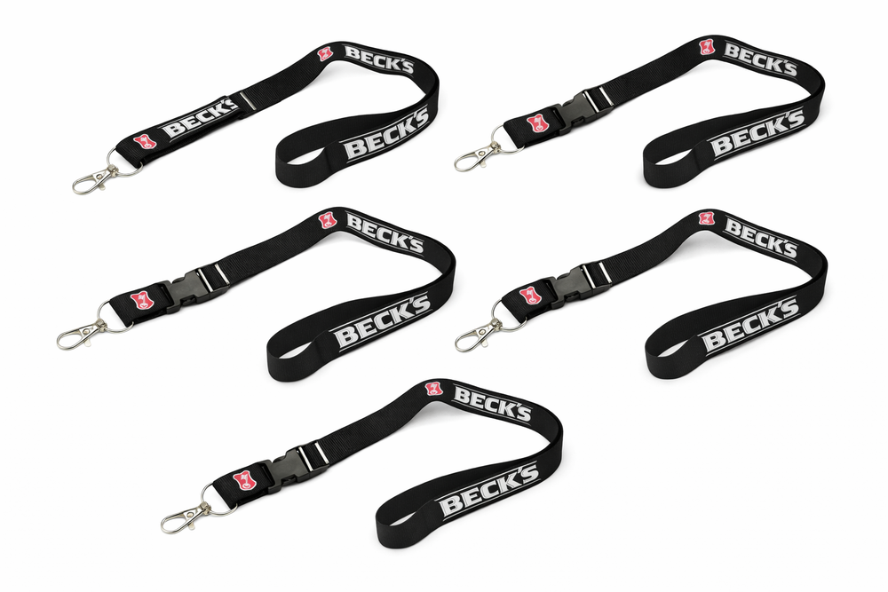 5x Becks Portachiavi Cordino Collana Accessorio Moschettone Ciondolo