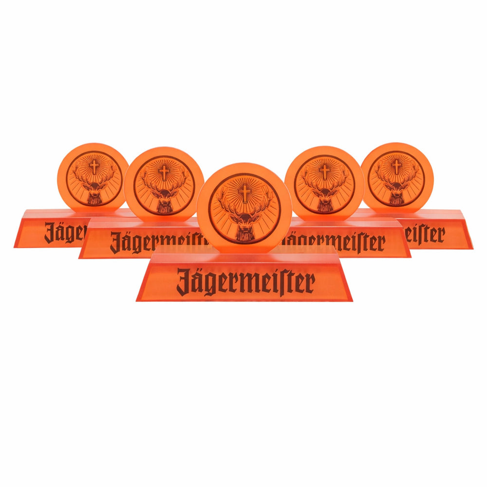 5x Jägermeister Espositore da tavolo Portacartoline in acrilico Menu Bevande Cartoline Pubblicità