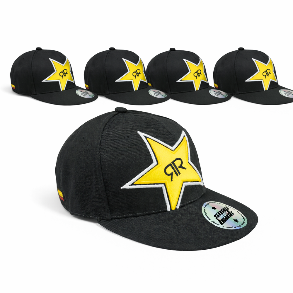 5x Cappellino Rockstar Energy Cap Snap Basecap Back Cappellino nero Unisex BMX