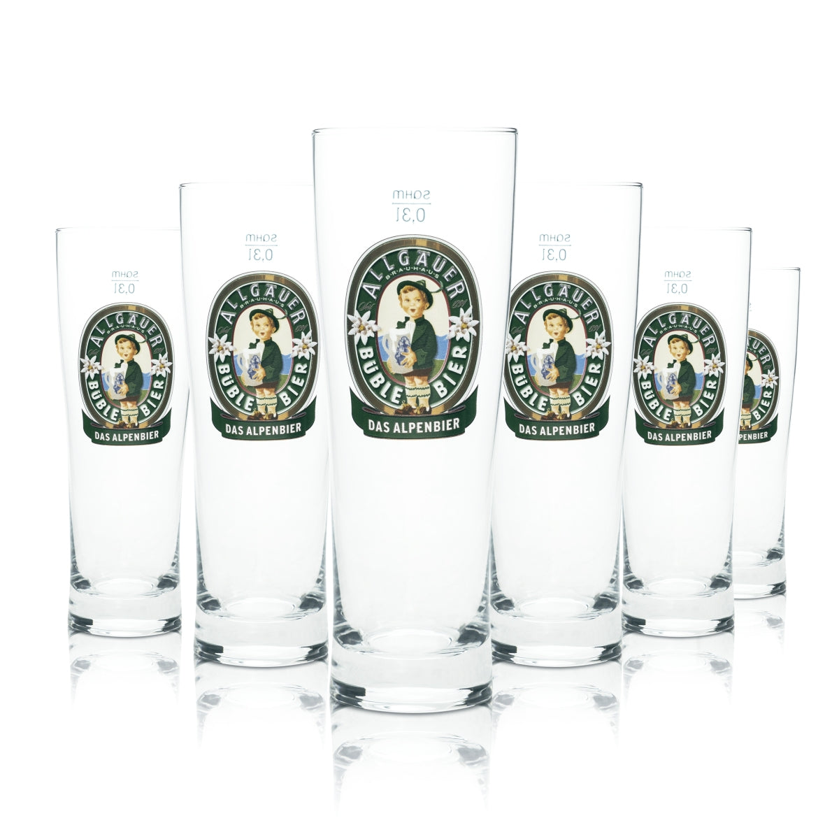 6 bicchieri da birra Allgäuer Büble Bicchieri da birra Stange 0,3 l Sahm